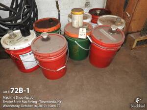 Lot of 5-gallon pails of lubricants