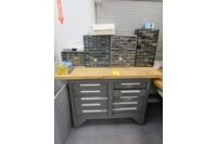 LOT: Kennedy 10-Drawer Tool Chest with 20 in. x 54 in. Maple Top & Assorted Tools, (4) Multi-Drawer Small Parts Cabinets (Location L)