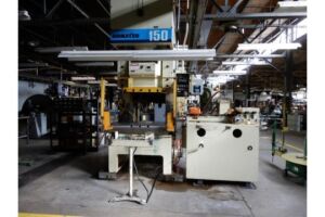 Komatsu 150 Ton Gap Frame Press Model OBS-150S-VS-3, S/N D0014 (1994), 49.5 in. x 31.5 in. Bed, 7.87 in. Stroke, 17.72 in. Shut Height, 27 - 55 S...