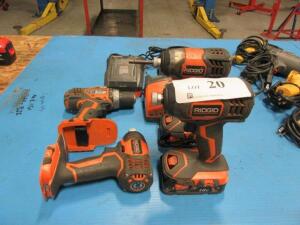 (4) Rigid Impact Drills + (3) Chargers + (2) Batteries *100 Industrial Dr Adrian, MI 49221*