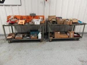 Assorted Nuts/Bolts/Parts + (2) Metal Carts *100 Industrial Dr Adrian, MI 49221*