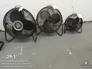 (3) Floor fans, 18" and 12"