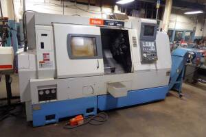 1997 Mazak Super Quick Turn 18M Mark II CNC Lathe, m/n SQT 18M, s/n131501, w/Mazatrol T Plus CNC Controls, Kitagawa B-210A615A Chuck, Kitagawa F1768HS15Y Cylinder, Jorgensen Chip Conveyer