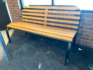 6' wood bench with metal frame