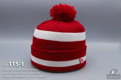 (72) New Era 2-Ply Knit Hat 2-Tone Stripe Scarlet / White