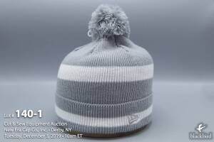 (72) New Era Pom Pom 2-Tone Stripe Knit Hat Grey / White