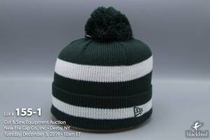 (72) New Era Pom Pom 2-Tone Stripe Knit Hat Dark Green / White