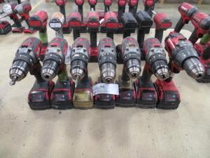 LOT OF 7 MILWAUKEE ELECTRIC DRILLS 18V W/ 4 CHARGERS ( 4650 OAKLEYS LN HENRICO, VA 23231)
