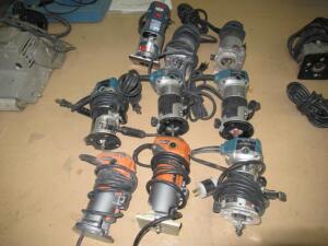 (8) ASSORTED MAKITA, RIGID, & BOSCH ROUTERS