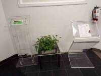 LOT/ PODIUM, DISPLAY & RECEPTION TABLE (FURNITURE ONLY, NO ELECTRONICS, ACCESSORIES, OR PAPERWORK)