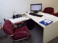 LOT/ CONTENTS OF OFFICE CONSISTING OF L-SHAPED DESK, (3) CHAIRS, AND (3) CABINETS (FURNITURE ONLY, NO ELECTRONICS, ACCESSORIES, OR PAPERWORK)