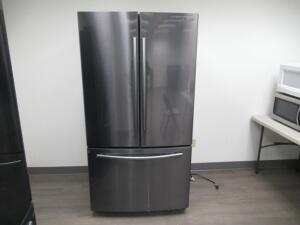 SAMSUNG BLACK STAINLESS FRENCH DOOR REFRIGERATOR MODEL RF260BEAESG/AA (MUST BE PICKED UP BY DECEMBER 16, 2019) (LOCATION 1415 75TH STREET SW, EVERETT