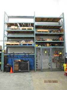 Pallet Racking, Three 18' x 42" Uprights, Twenty 9' Crossbeams, NO CONTENTS