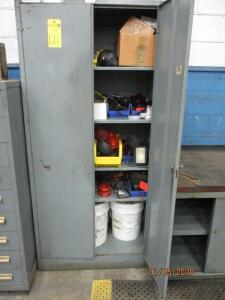 Metal Cabinet Plus Contents Of Forklift Lights