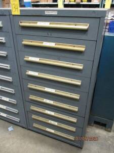 Nine Drawer Equipto Cabinet Plus Contents Of Various Hyster Parts Including Bearings, Seals, Seat Parts Etc.