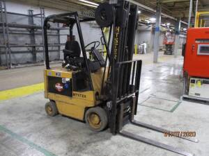 Hyster Electric Forklift (W68) Double Mast, Side Shift, 47" Forks, Approx. Height Reach 207", 2,450lb Capacity, Approx. 7,055 Hours, M/N E30XL S/N C114V041417