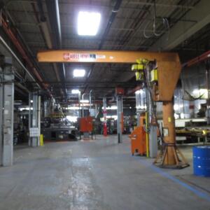 Abell-Howe 2 Ton Floor Mounted Jib with Yale 2 Ton Air Hoist, 176" Tall, 16' Jib