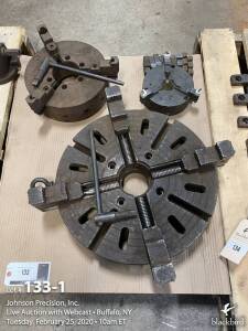 Lot- (1) 20" 4 jaw chuck, (1) 12" 3 jaw chuck and (1) 7.5" 3 jaw chuck