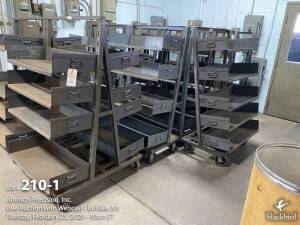 Lot- (6) carts and shelves