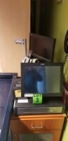 Ordinateur de caisse avec &eacute;cran digital TOSHIBA, Imprimante TOSHIBA, &Eacute;cran EMACHINE 16" et boite de caisse