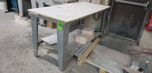 Metal table with wood top
