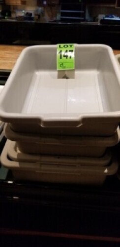 (4) Bacs pour aliments en plastique empilables avec poignets