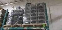 heavy duty plastic bin, wrapped on pallets