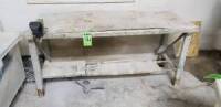 Metal table with vise and wood top