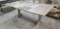 Steel table base with wooden top