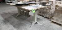 Steel table base with wooden top