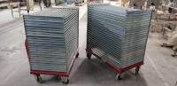 ​(2) STUDIO 1 AUTOMATION Steel carts on casters with handle and ~40 stackable aluminum frames 47"x27"
