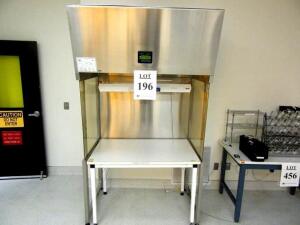 4'FT TERRA UNIVERSAL STAINLESS STEEL LAMINAR FLOW HOOD MODEL: 6701-98, WITH ALLEN-BRADLEY PANELVIEW 300 MICRO, AND SIMCO GUARDIAN CR200 IONIZING AIR BL