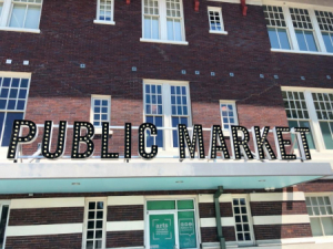 "Public Market" lighted sign