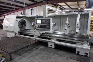 CNC FLAT BED HOLLOW SPINDLE LATHE, MICROCUT THE CHALLENGER BNC-40160VXXXXL, new 2012, installed in 2013, 1,876 hours of run time, Fanuc oi-TD CNC control, 14" spdl. bore, 40" swing over bed, 26.77" swing over cross slide, 157" max. cutting length, double 
