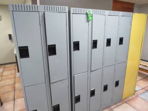 Lot of (1) Four Door Half Length Lockers & (1) Eight Door Half Length Lockers