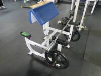 Scott Standup Bench curl Atlantis, Ser#38725, w/ E-Z Bar (2) 45lb YRC