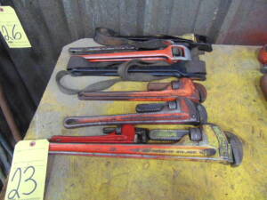 LOT CONSISTING OF: (7) pipe wrenches & straps, assorted