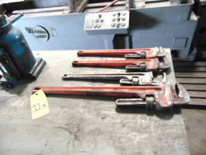 LOT OF PIPE WRENCHES (4), (1) 36" & (3) 24", assorted