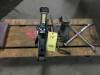 LOT CONSISTING OF: auto roller cart, scissor jack, jack, lug wrenches