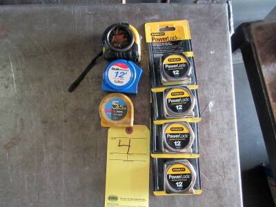 LOT OF TAPE MEASURES: (4) 7 x 12' (new) & (3) used