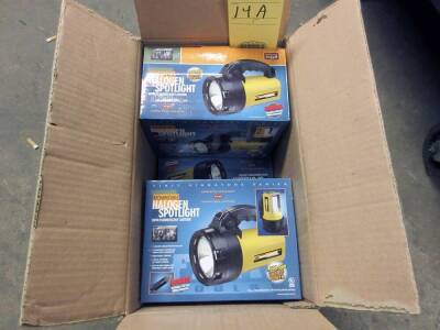 LOT OF HALOGEN SPOTLIGHTS (5), rechargeable (new in box)