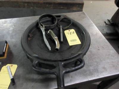 LOT CONSISTING OF: 10 qt. oil collector, strap wrenches, oil can funnel