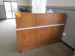 73" x 25-1/2" x 51-1/2" laminated/wood counter cabinet