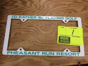 Pheasant Run Resort license plate bracket