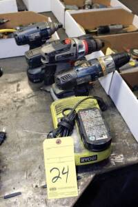 LOT OF CORDLESS DRILLS, w/ battery & charger