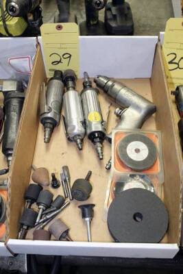 LOT CONSISTING OF: pneumatic straight grinders, drill & consumables