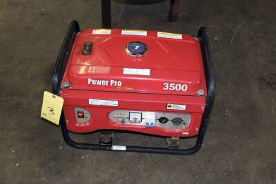 PORTABLE GENERATOR, POWER PRO, 3,500 watt, 6-1/2 HP motor, gas pwrd.