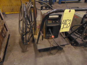 PORTABLE PLASMA CUTTER, HYPERTHERM MDL. POWERMAX 65, w/roller cart, torches & leads