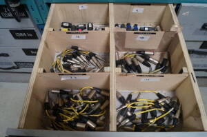 Lot of Drawer of 1/4" TS Adaptors and NL4 Barrels