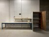 12ft Workstation w/ steel frame 4-shelf cabinet